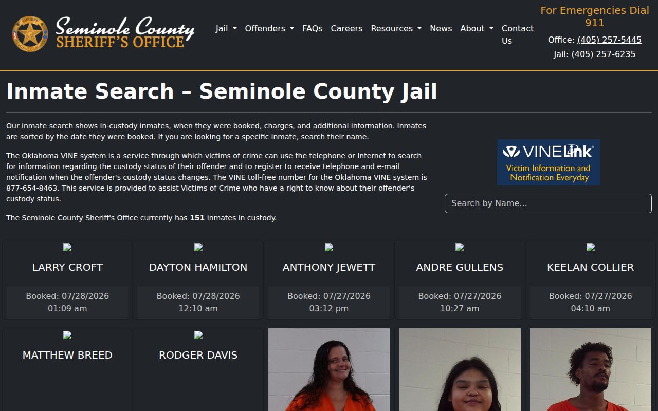 Seminole County 24-hour release check on the current jail roster